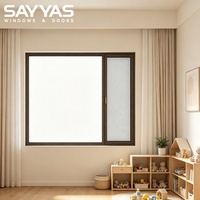 Fenêtre fixe en bois recouvert d'aluminium Sayyas W-FL95-IW, haute sécurité, insonorisée, étanche, luxe, intimité