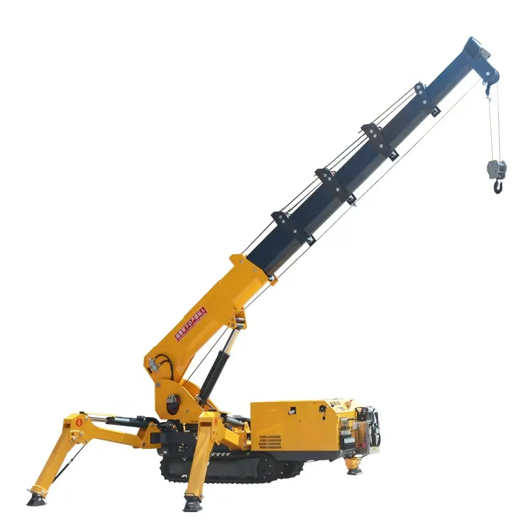 8-ton crawler spider crane with 5 adjustable boom lengths and heights, providing excellent climbing and gripping performance