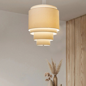 Lustre de style japonais Wabi Sabi, luminaire suspendu rond en tissu E27 pour salon, chambre à coucher, salon de thé, design zen - Product Image 2