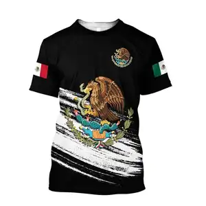 Professional Custom Logo Mexican Male Tee Hot Sale Wholesale Mexico Eagle Men Fitness Slim T-Shirt Short Sleeve Top Factory Best