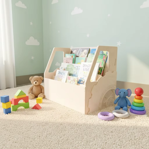 Multi-tier Heavy Duty Modern Wood Children's Bookshelf Storage Organizer for Living <b>Room</b> <b>Book</b> and Journal Storage Rack - Product Image 5