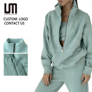 Conjunto de Moletom Feminino de Duas Peças Personalizado com Logotipo para Atacado - Roupa Esportiva Casual Grossa e Quente para Outono/Inverno, Loungewear e Streetwear - Product Image 1