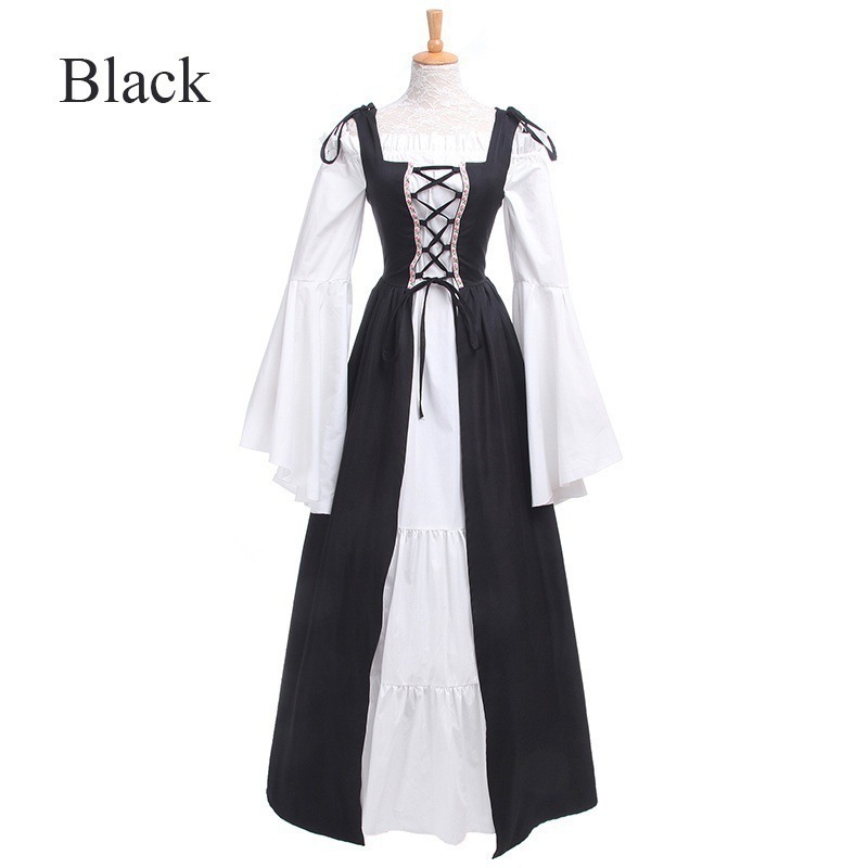 Robe Longue Vintage Médiévale Gothique – Costume Cosplay Femme, Uni, Polyester, Toutes Saisons