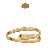 Lustre créatif en cristal LED en acier inoxydable doré de luxe post-moderne pour salon, villa, restaurant, chambre à coucher