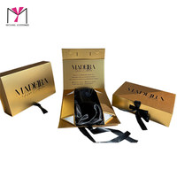 Boîte à perruque fantaisie mate avec logo personnalisé MUYANG, emballage de luxe noir pour extensions de cheveux, boîte cadeau en soie