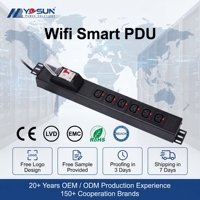 PDU intelligent en alliage d'aluminium IEC C13 avec surveillance à distance Wi-Fi pour les racks de serveurs de centre de données (6 prises, contrôle par application TUYA)