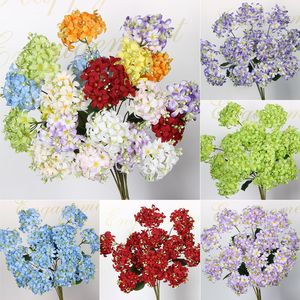 Bouquet de fleurs d'hortensia artificielles, branche unique, fleurs en soie plastique pour la décoration de la maison et des mariages, style Instagram Forêt Française - Product Image 3