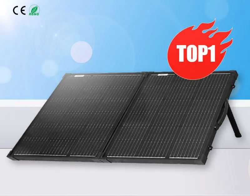 100W 2 Fold Easy To Carry Monocrystalline Silicon Cell Foldable Solar Panel Charger With MC4 Output For Outdoor House