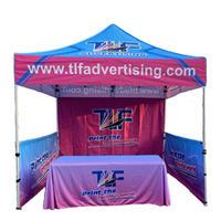 Tente pop-up promotionnelle à impression personnalisée 3x3 pour événement Gazebo d'affaires Tente pliante à auvent avec drapeau mural Tente d'exposition pour chiens orange