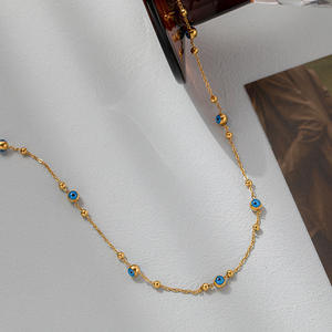 Collar de Ojos Turcos con Cuentas de Circonio, Chapado en Oro de 18K, Acero Inoxidable, Impermeable, Clásico y Moderno, para Mujer, Bodas y Fiestas - Product Image 5