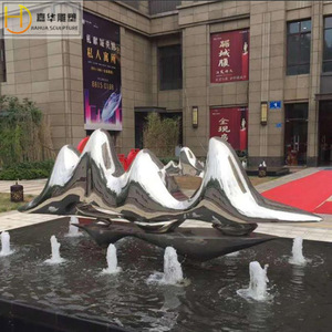 Jiahua Stainless Steel Wave Sculpture Mirrored Outdoor Garden Abstract Water Feature Ornament - Product Image 2