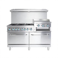 Cuisinière commerciale à gaz 6 brûleurs, plaque de cuisson 24 pouces, four à griller, en acier inoxydable, pour restaurant