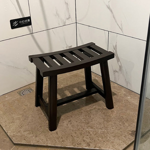 Bath <b>Stool</b> Solid Wood Large Chinese Style <b>Bathroom</b> Seat - Product Image 2