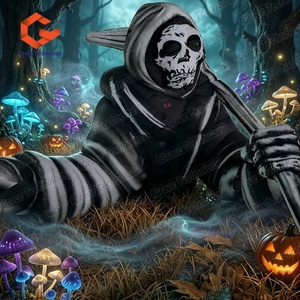 Décoration gonflable d'Halloween <span class=keywords><strong>avec</strong></span> lumières LED, Grim Reaper gonflable effrayant <span class=keywords><strong>avec</strong></span> faucille pour la décoration extérieure de la cour et des fêtes - Product Image 6