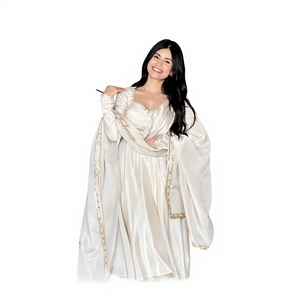 Elegant <b>White</b> Silk Anarkali <b>Suit</b> With Embroidered Dupatta Floor-Length Traditional Wear For <b>Women</b> India Pakistan <b>Wedding</b> - Product Image 1