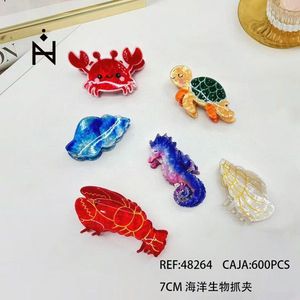 Pinza para el pelo con diseño de vida marina de 7 cm, accesorios para el cabello para mujeres y niñas - Product Image 2