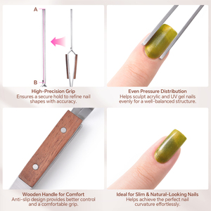 ที่หนีบเล็บสแตนเลสพร้อมด้ามไม้ สำหรับต่อเล็บอะคริลิค ยูวีเจล และทำเล็บ - Product Image 6