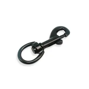 Durable Black Metal Clip Stainless Steel Swivel Snap Hook For Dog Leash