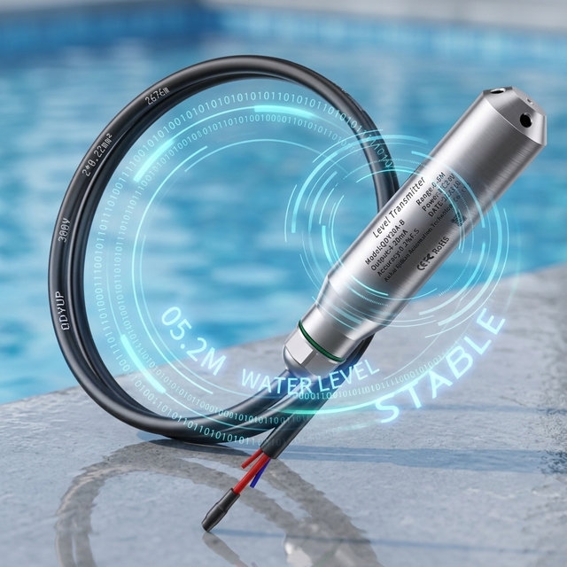0-5M 10M 4-20mA DC24V Hydrostatic Temperature Level Sensor IP68 Submersible Liquid Level Sensor for Water Tank Level Measuring