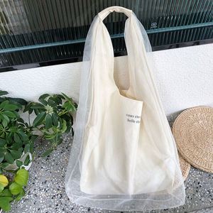 NOUVEAU Sac à main élégant personnalisé en organza, couleur blanche, pour sacs fourre-tout en organza, sacs en organza avec logo personnalisé - Product Image 6