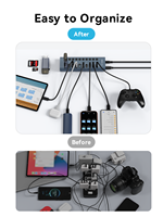 Hub USB 3.2 Gen2 10 Gbps à 10 ports avec 5 ports USB-A et 5 ports USB-C, adaptateur d'alimentation haute vitesse 48 W - En stock