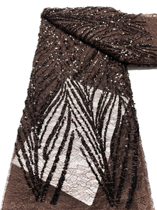 Tela de Encaje Francés de Lujo NI.AI Aso Ebi con Lentejuelas Bordadas, Tela de Encaje Decorativa con Lentejuelas para Bodas - Product Image 4