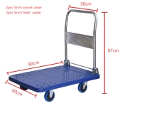 Carro de mano plegable de compras de plástico de cuatro ruedas Carro de plataforma Carro
