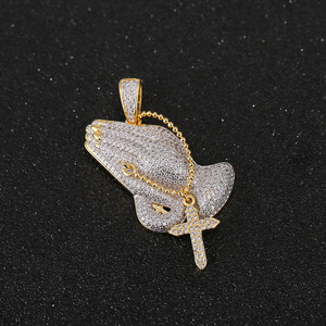 Collana con Ciondolo Gesù in Zirconi Trendy 2022, Charm Croce con <span class=keywords><strong>Mani</strong></span> in Preghiera, Catena in Ottone Bicolore 18K per Matrimoni - Product Image 5