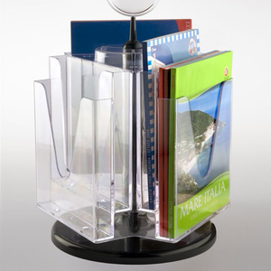 <span class=keywords><strong>3</strong></span> Mặt 6 Túi Có Thể Xoay Acrylic Tabletop Brochure Tờ Rơi Hiển Thị Giá Đỡ - Product Image 1