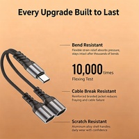 Adaptador Distribuidor 2 en 1 Tipo C, Cargador Dual USB-C, Carga Rápida 3A, Revestimiento de PVC con Blindaje Trenzado para Computadora, Teléfono, iPad 16