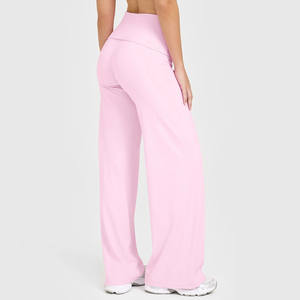 Pantalon de yoga pour femme à taille haute, coupe droite, en Spandex/Nylon, extensible dans les quatre sens, écologique, personnalisable, pour le sport, vente en gros - Product Image 2