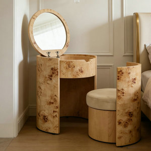 Meuble de coiffeuse vintage en bois de ronce avec miroir, mobilier de salon de beauté, table de <span class=keywords><strong>maquillage</strong></span> en bois pour salon de manucure, <span class=keywords><strong>vente</strong></span> chaude - Product Image 6