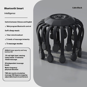 2025 entrega rápida Stock negro 20 garra pulpo masajeador de cabeza eléctrico versión de Motor grande instrumento de descompresión de acupuntura para dormir - Product Image 6