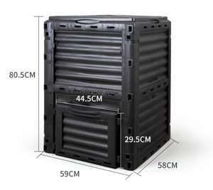 <span class=keywords><strong>Composteur</strong></span> extérieur en <span class=keywords><strong>plastique</strong></span> recyclé de 300 L, grand format, facile à assembler, durable, avec aérateur pour déchets organiques - Product Image 2