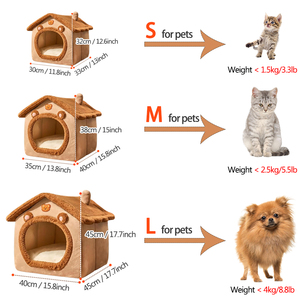 Maison pliable pour animaux de compagnie Amovible Lavable Maison pour chat Chiot <span class=keywords><strong>Cave</strong></span> Canapé Lit pour animaux de compagnie Maison pour petits chiens et chats de petite et moyenne taille - Product Image 2