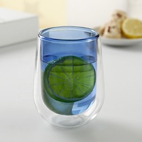 Mug en verre à double paroi coloré, en borosilicate, isolé, en forme d'œuf, résistant à la chaleur, pour café, thé, jus, usage domestique