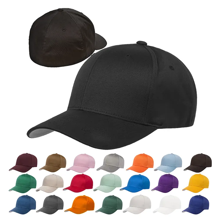 Banda elástica de algodón con logo personalizado para hombres, gorra de béisbol y golf, de sarga, lisa, con estructura de 6 P, venta al por mayor