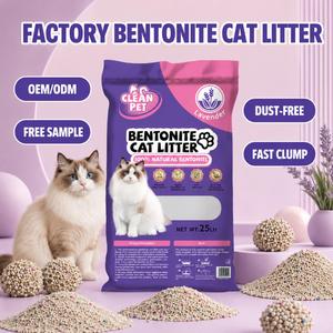 Arena para Gatos de Bentonita Personalizada OEM, 25L, Baja en Polvo, Aglomerante, para Suministros para Mascotas al por Mayor - Product Image 1