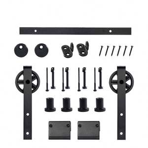 Kit de quincaillerie pour porte de grange double WEKIS au design moderne, en acier, laiton et alliage de zinc, avec installation facile par vis. - Product Image 2