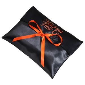 Bolsa de Regalo de Satén con Logotipo Personalizado de Lujo, Bolsa de Embalaje de Satén con Solapa Negra y Lazo para Extensiones de Cabello, Bufandas y Cuadernos - Product Image 3