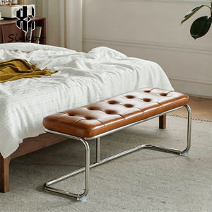 Luxury Modern Beauty Salon Waiting <b>Sofa</b> <b>Bench</b> Technical Leather Upholstered Stainless Steel Legs Waiting Chair for Hair Salon - Product Image 3