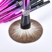 Ensemble de pinceaux de maquillage DailyQueen avec logo personnalisé, 12 pièces, vegan, en diamant synthétique, avec pinceau éventail pour le visage, les yeux et le correcteur