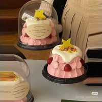 Boîtes à gâteaux miniatures en plastique noir, blanc et or, avec couvercle transparent de 4 pouces, emballage jetable pour desserts, vente en gros