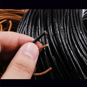Genuine <b>Leather</b> Round Cowhide Rope Black Dark Brown Khaki Jewelry Making Supplies For <b>Bracelets</b> And Accessories - Product Image 3