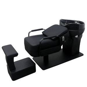 Bac à shampoing en céramique haut de gamme pour salon de coiffure — Unité de lavage semi-inclinable en acier inoxydable - Product Image 3
