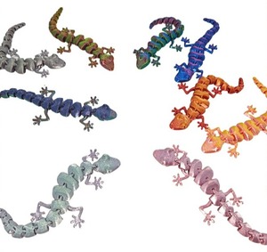 Figurine de gecko articulée imprimée en 3D, multicolore, réaliste, pour chat, jouet de dérivation, animal articulé, décoration de bureau, ornement de collection - Product Image 1