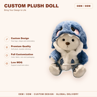 Peluche personnalisée en forme d'ours en peluche à capuche, douce, rembourrée en coton, cadeau pour enfants, objet de collection, vente en gros
