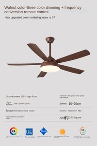 American Modern Design LED Hanging Fan Lamp New Inverter Technology 5 Blades Glass Body for Home Restaurant Living Room - Product Image 4