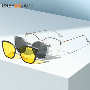 Lunettes de soleil magnétiques Greyjack pour femmes, monture complète en acier inoxydable, polarisées, protection contre la lumière bleue, lunettes anti-lumière bleue - Product Image 5