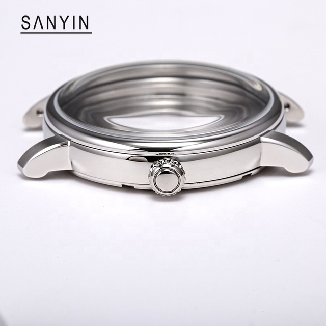 SANYIN Manufacturer Custom Watch Accessories 41mm 316L Stainless Steel Round Watch Case for Miyota 8215 9015 OEM Watch Parts